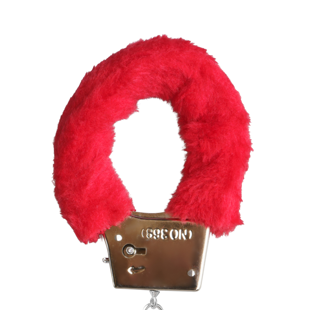 Cuffed in Fur Red Handcuffs