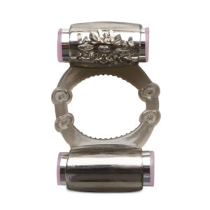Black Colour Dual Vibrators Cock Ring