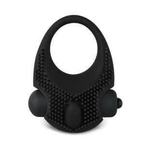 Silicone Vibrating Cock Ring with Clitoral Stimulator - Black