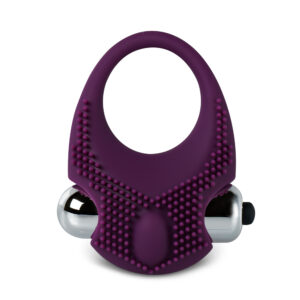 Silicone Vibrating Cock Ring with Clitoral Stimulator - Purple