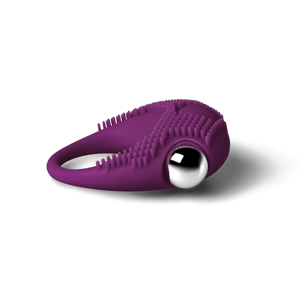 Silicone Vibrating Cock Ring with Clitoral Stimulator - Purple