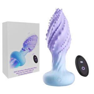 Rechargeable 10-Mode Remote Control Rotating & Vibrating Anal Plug with Light