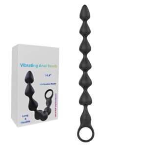 10-Speed Black Rechargeable Silicone Vibrating Anal Beads