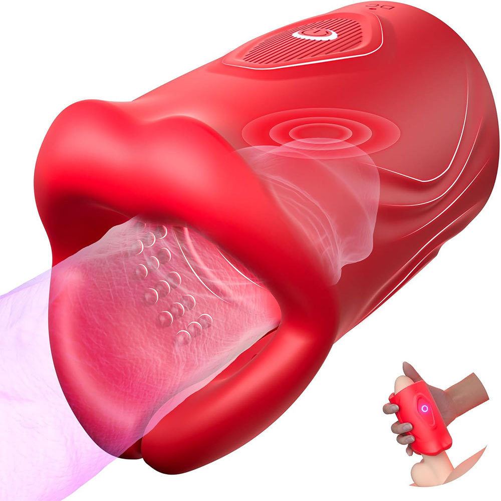 9-Speed Rechargeable Silicone Tongue Male Masturbator