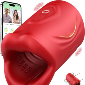 9-Speed Rechargeable Silicone Tongue Male Masturbator