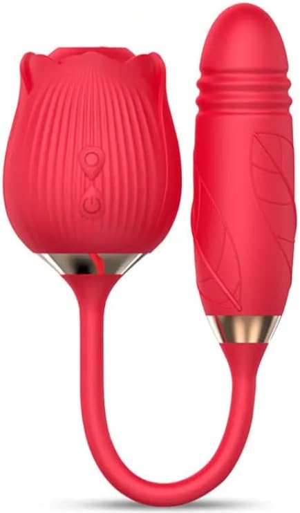 10-Speed Silicone Clitoral Sucking Rose with Thrusting Vibrator