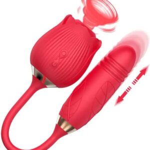 10-Speed Silicone Clitoral Sucking Rose with Thrusting Vibrator