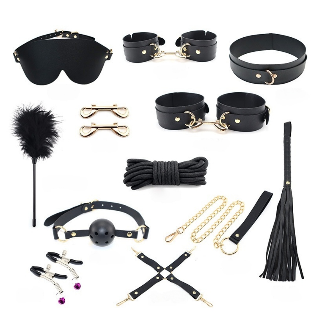 10-Piece Complete BDSM Bondage Set with Organizer Pouch