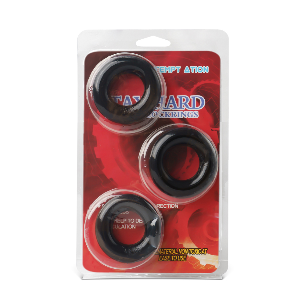 Triple Black Cockring Kit