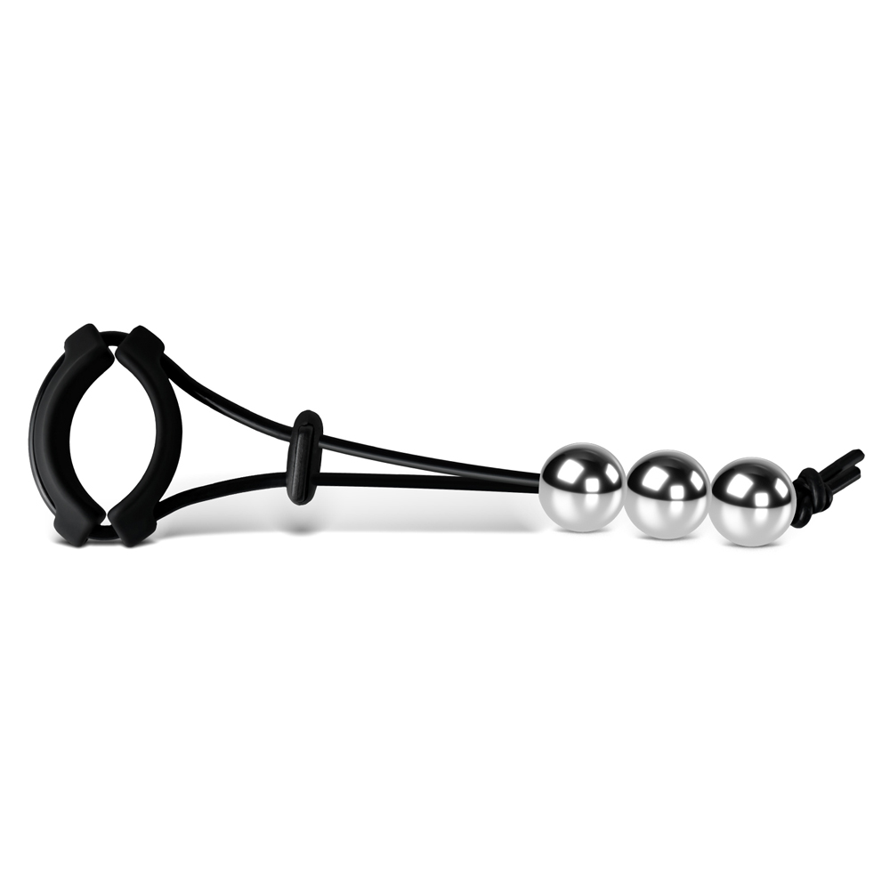 Black Silicone Cock Ring with Triple Balls