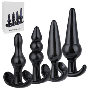 4-Piece Black Anal Plug Set