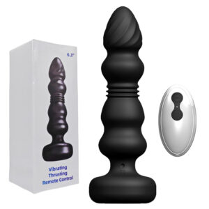 10-Speed Black Thrusting & Vibrating Rechargeable Silicone Prostate Massager with Remote Control
